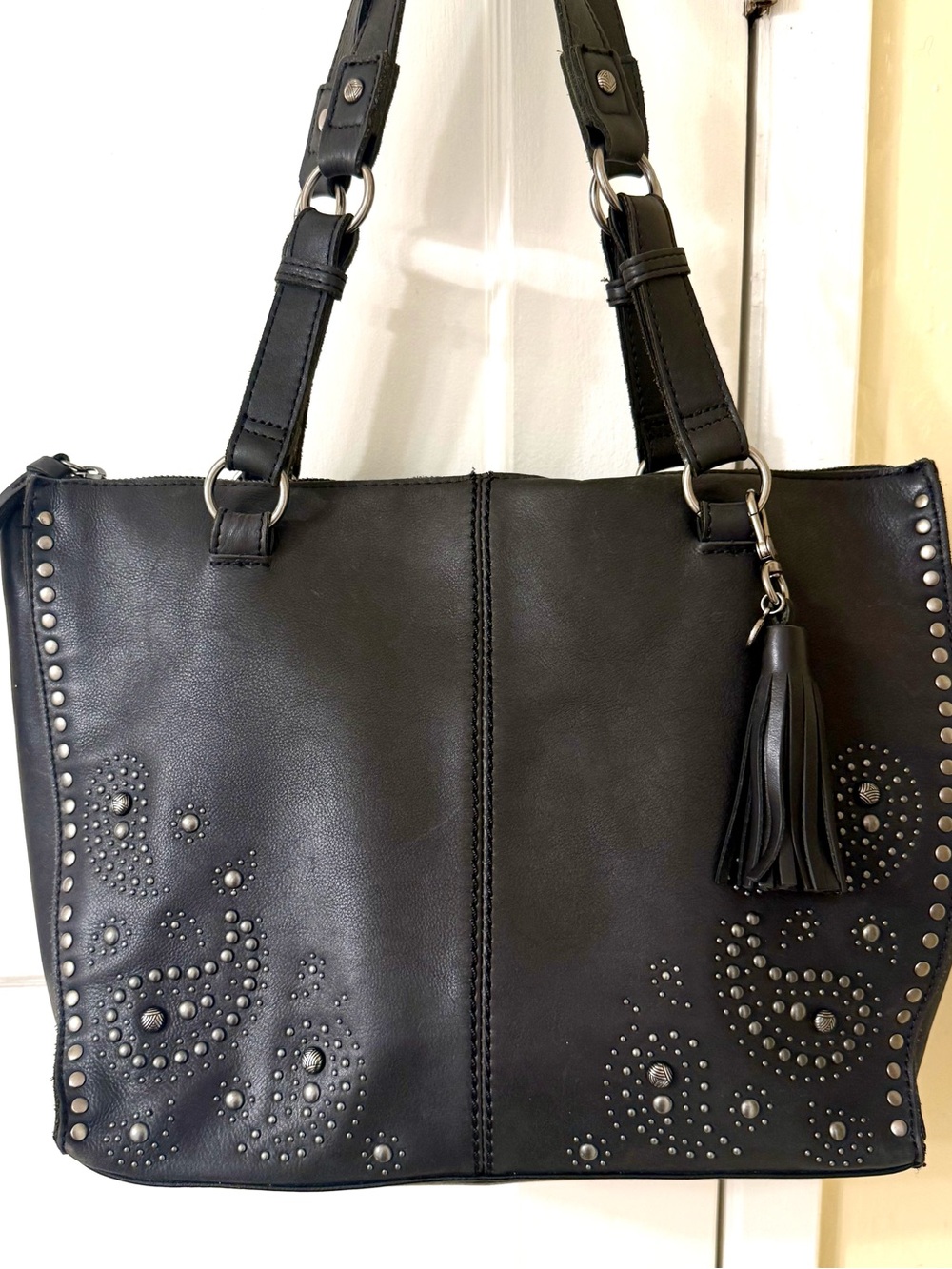 The Sak Black Studded Hobo with Tassel